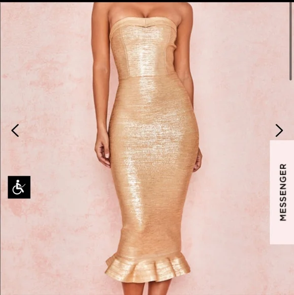 slim fit dress slacks House of CB The OG Gold Bandage Maxi Dress Size XS